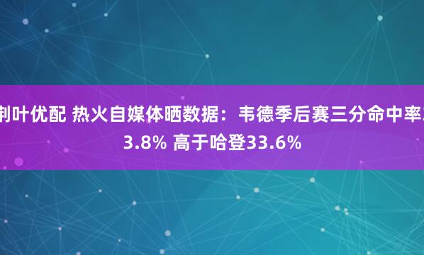 荆叶优配 热火自媒体晒数据：韦德季后赛三分命中率33.8% 高于哈登33.6%